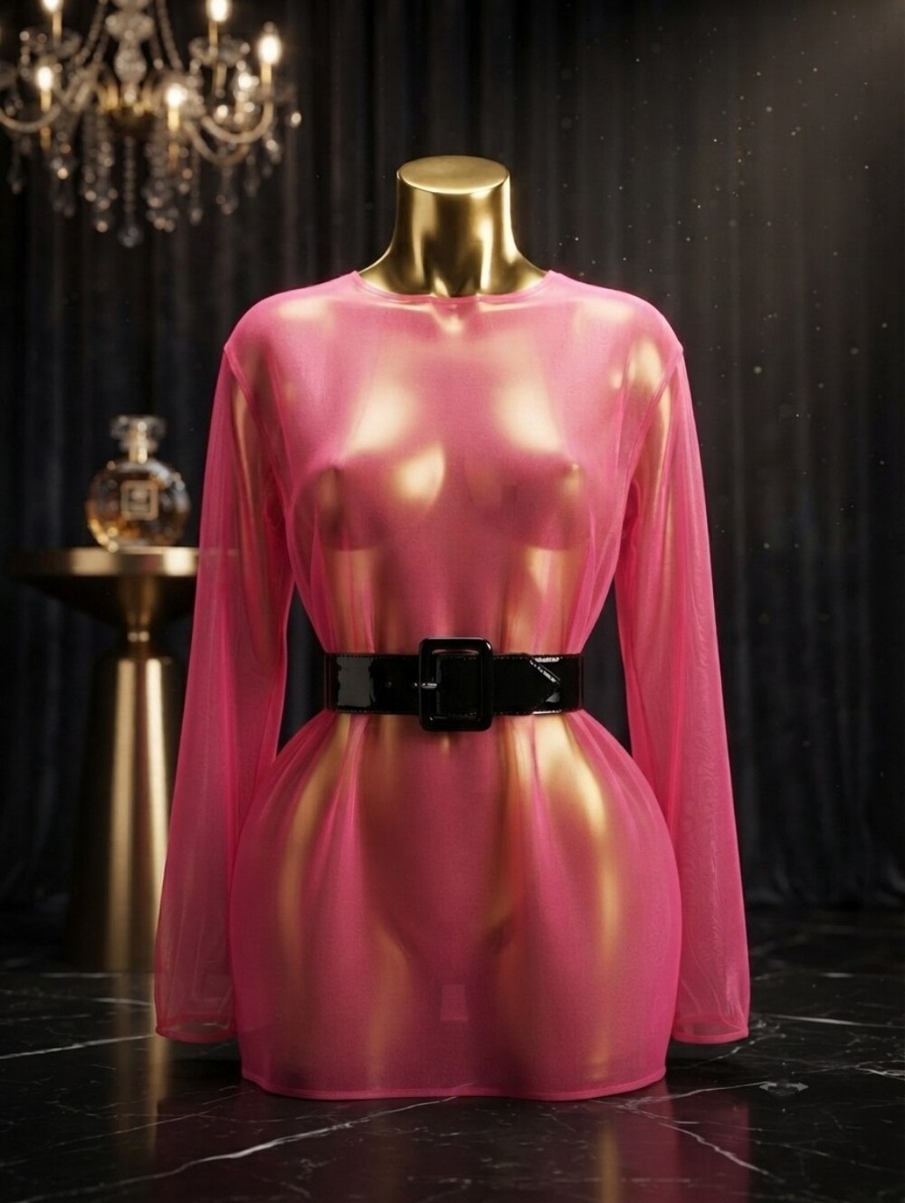 5/$100 Sleek Patent Leather Waist Belt in Black